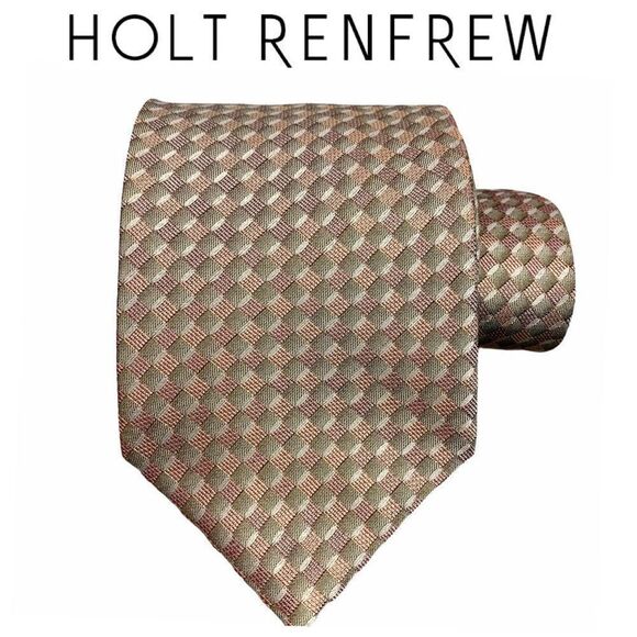 Nwot Holt Renfrew Tan 100% Silk Tie - Picture 1 of 4